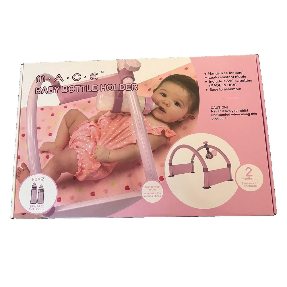 M·A·C·E Baby Bottle Holder Hands-Free Feeding Aid, Pink/Purple Infant